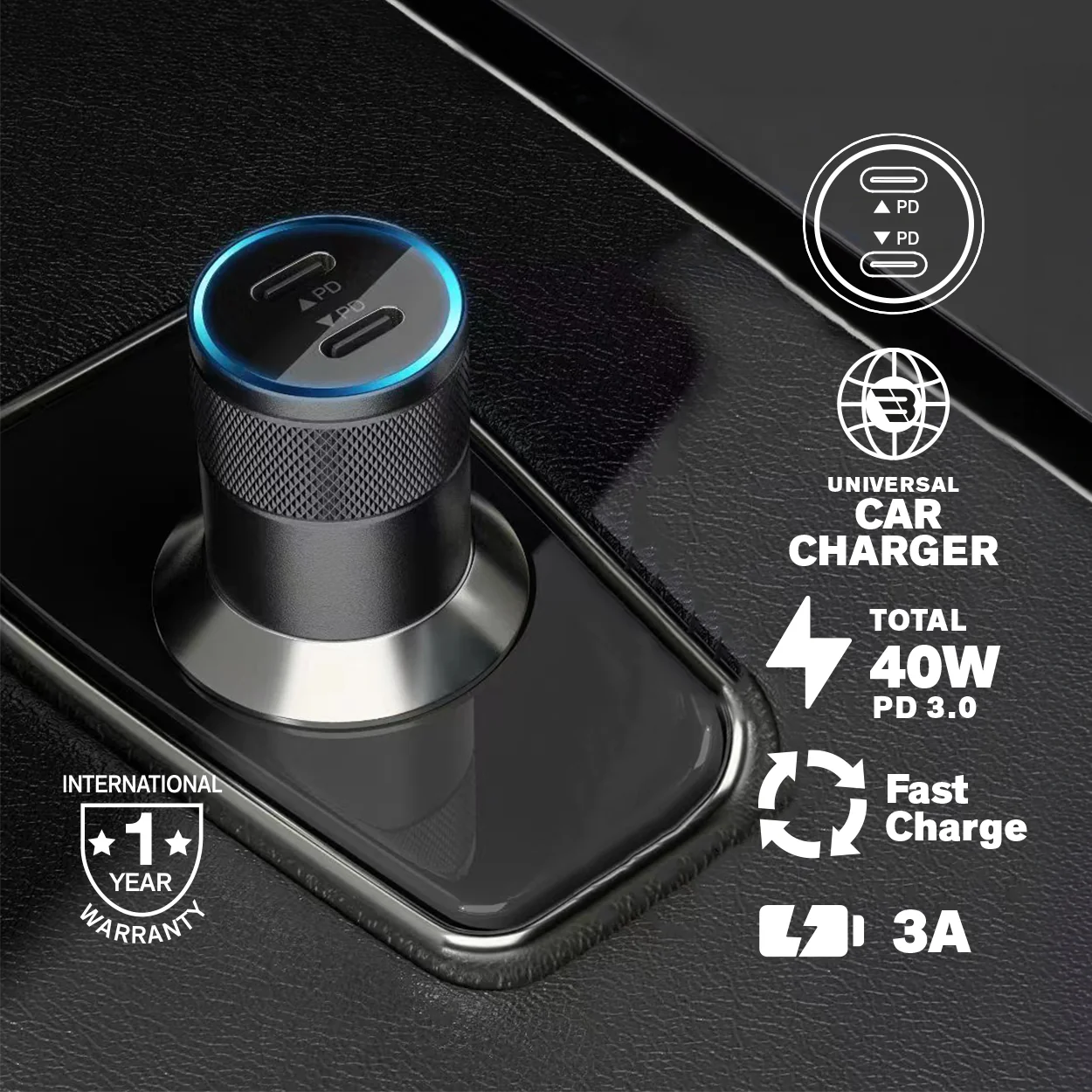 Baykron Car Charger Dual USB-C 40W PD